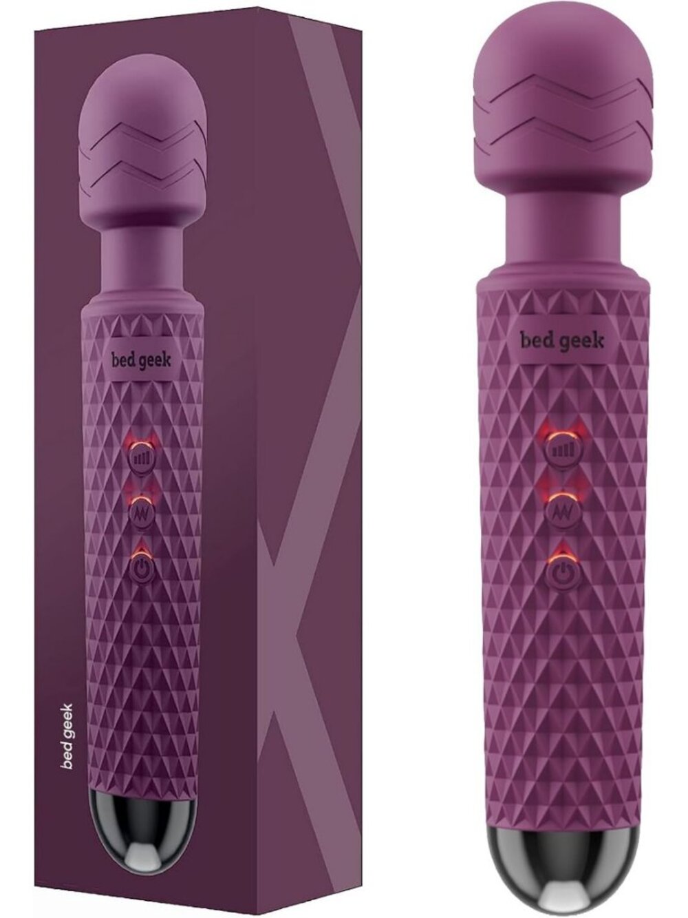 Waterproof Handheld Cordless Wand Massager - USB Rechargeable, 20 Vibes, 8